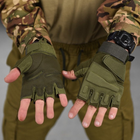 Беспалые перчатки Lesko E302 Sand с защитными накладками олива размер L - изображение 2