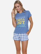 Піжама (футболка + шорти) жіноча бавовняна Doctor Nap PM.5344 L Синя (5902701191726) - зображення 5