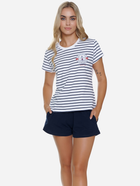 Піжама (футболка + шорти) жіноча бавовняна Doctor Nap PM.5350 M Білий/Темно-синій (5902701192037) - зображення 3