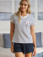 Піжама (футболка + шорти) жіноча бавовняна Doctor Nap PM.5350 M Білий/Темно-синій (5902701192037) - зображення 5