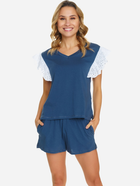 Піжама (футболка + шорти) жіноча бавовняна Doctor Nap PM.5362 M Темно-синя (5902701193065) - зображення 3