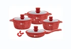 Набір каструль Higher Kitche НК 324 з антипригарним гранітним покриттям і сковородою 10 предметів Червоний