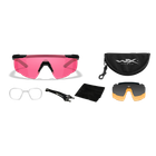 Захисні балістичні окуляри зі змінними лінзами WILEY-X Saber Advanced, сірі, рожеві, помаранчеві лінзи в чорній оправі - зображення 1