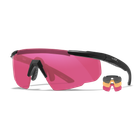 Захисні балістичні окуляри зі змінними лінзами WILEY-X Saber Advanced, сірі, рожеві, помаранчеві лінзи в чорній оправі - зображення 2