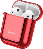 Etui Baseus Metallic Shining Ultra-thin Silicone Protector Case with Hook for Airpods 1 / 2 Red (ARAPPOD-A09) - obraz 2