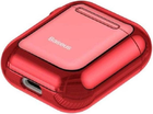 Etui Baseus Metallic Shining Ultra-thin Silicone Protector Case with Hook for Airpods 1 / 2 Red (ARAPPOD-A09) - obraz 4