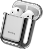 Чохол Baseus Metallic Shining Ultra-thin Silicone Protector Case with Hook for Airpods 1 / 2 Silver (ARAPPOD-A0S) - зображення 2