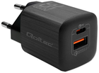 Зарядний пристрій Qoltec GaN Ultra 35W 5-20V USB type C PD QC 3.0 Black - зображення 1