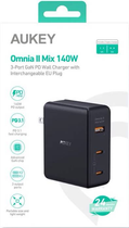 Ładowarka sieciowa Aukey PA-B7O Omnia II GaN 3xUSB 140W PD3.1 PPS EU/US/UK (689323785766) - obraz 6