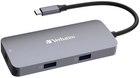 USB-хаб Verbatim CMH-05 USB Type-C до HDMI 8-портовий Grey (VB32150) - зображення 3