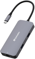 USB-хаб Verbatim CMH-05 USB Type-C до HDMI 8-портовий Grey (VB32150) - зображення 4