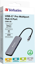 USB-hub Verbatim CMH-08 USB Type-C do 2 x HDMI/USB Type-A 8-portowy Grey (VB32151) - obraz 2