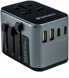 Дорожній адаптер Verbatim Power Travel 49545 UTA-03 2 розетки USB Type-A + USB Type-C Black (023942495451) - зображення 3