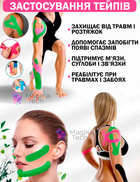 Кинезио тейп для тела спорта Зелёный 5см на 5м Классический Универсальный кинезиологическая лента для лица и тела - изображение 4
