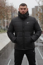 Чоловіча зимова куртка Frost вологостійка універсальна тепла з кишенями та капюшоном чорна/XL