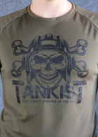 Футболка літня "Tankist" з коротким рукавом олива Coolpass (розмір L) з написом "Сталевий молот" і череп в шоломі - зображення 4