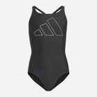 Підлітковий суцільний купальник для дівчинки Adidas Big Bars Suit G IL7276 164 Чорний (4067887687379) - зображення 1