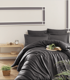 Комплект постельного белья Satin Cotton First Choice - First Choice - S-431 SNAZZY ANTHRACİTE - Сем. - Коричневый
