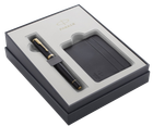 Набір Parker Sonnet Black Lacquer GT FP M Ручка пір'яна Синя + Картхолдер (3026981219986)