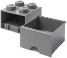 Pojemnik do przechowywania LEGO Storage Brick Drawer 4 z szufladą Ciemno szary (40051754) - obraz 3