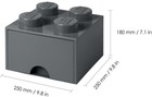 Pojemnik do przechowywania LEGO Storage Brick Drawer 4 z szufladą Ciemno szary (40051754) - obraz 4