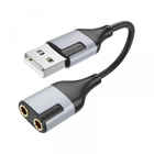Внешняя звуковая карта Borofone external sound card for earphone USB to 3.5mm (0.15M, USB, DAC). Grey
