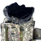 Туристичний, тактичний рюкзак, 90 л, 1 відділ, 2 фронтальні кишені, розмір: 85*40*25 см, сірий піксель - изображение 3