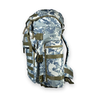 Туристичний, тактичний рюкзак, одне відділення, бокові кишені, система Molle, розмір: 65*35*20 см, піксель - изображение 7