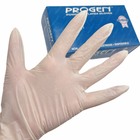 Одноразовые опудренные белые нестерильные латексные перчатки PROGEN (Medium, M размер), 100шт./уп. - изображение 3