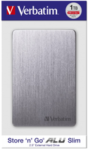 Жорсткий диск Verbatim Store n Go Alu Slim 1ТБ 2.5" USB 3.2 Сірий (0023942536628) - зображення 4