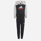 Дитячий теплий спортивний костюм (толстовка + штани) для хлопчика Adidas LK BL FL TS IJ6386 110 см Сірий/Чорний (4066762627707) - зображення 1