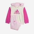 Dres sportowy (bluza z kapturem + spodnie) dla dziewczynki Adidas I CB FT JOG IQ4084 98 cm Beżowy/Różowy (4067887146975) - obraz 1