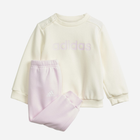 Dres sportowy ciepły (bluza + spodnie) dla dziewczynki Adidas I LIN FL JOG IS2500 98 cm Kremowy/Jasnoróżowy (4067891911491) - obraz 1