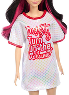 Лялька Barbie Fashionistas Doll #214, Black Wavy Hair With Twist ‘n’ Turn Dress & Accessories, 65th Anniversary (HRH12) - зображення 1
