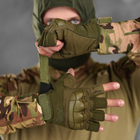 Перчатки Mechanix M-Pact 3 с открытыми пальцами и защитными накладками олива размер M - изображение 3