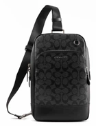Сумка шкіряна Coach Ethan Pack In Signature Canvas чорна чоловіча