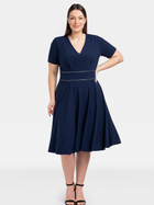 Sukienka trapezowa damska Plus Size Karko SC220 52 Granatowa (5903676216575) - obraz 1