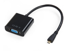 Конвертер micro HDMI (папа) на VGA(мама) 30cm, Black, 4K / 2K, Пакет