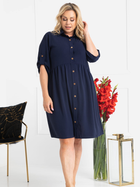 Сукня-сорочка міді літня жіноча Karko SB528 46/48 Темно-синя (5903676114048) - зображення 4