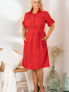 Плаття-сорочка міді літнє жіноче Karko SC113 54-56 Червоне (5903676192992) - зображення 7