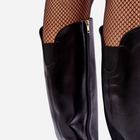 Zimowe kozaki damskie skórzane na słupku do kolana z elastyczną cholewką Lewski Shoes 2928/B/2 37 Czarne (5905677948196) - obraz 4