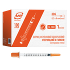 MedPlast 0.3*8 мм 1 мл U-100 Інсуліновий шприц з інтегрованою голкою 30G (упаковка 100 шт) - зображення 1