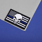 Набір шевронів 2 шт з липучкою Череп Карателя Прапор США синя смуга поліцейський 5х8 см, патч нашивка - зображення 7
