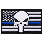 Набір шевронів 2 шт з липучкою Череп Карателя Прапор США синя смуга поліцейський 5х8 см, патч нашивка - зображення 12