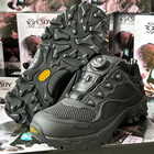 Чоловічі шкіряні кросівки з автоматичною шнурівкою чорні розмір 42 - зображення 1