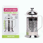 Френчпресс заварник Kamille KM-0773XL 1000мл для чая и кофе из нержавеющей стали и термостойкого стекла серебристый (33-84-0773XL)