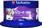 Dyski Verbatim DVD+R DL 8.5GB 8x Wide Inkjet Printable Spindle 50 szt (0023942437031) - obraz 1
