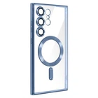 Чехол хромовый TPU Fibra Chrome Magnetic with MagSafe + защита камеры для Samsung Galaxy S24 Ultra Blue