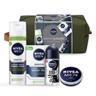 Zestaw NIVEA Men Sensitive Elegance Łagodząca pianka do golenia 200 ml + Łagodzący balsam po goleniu 100 ml + Krem uniwersalny 75 ml + Antyperspirant roll-on 50 ml + Kosmetyczka (9005800363585) - obraz 4