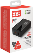 Мережевий зарядний пристрій ColorWay Power Delivery 2 USB-A + 2 USB TYPE-C 65W Black (CW-CHS040PD-BK) - зображення 6